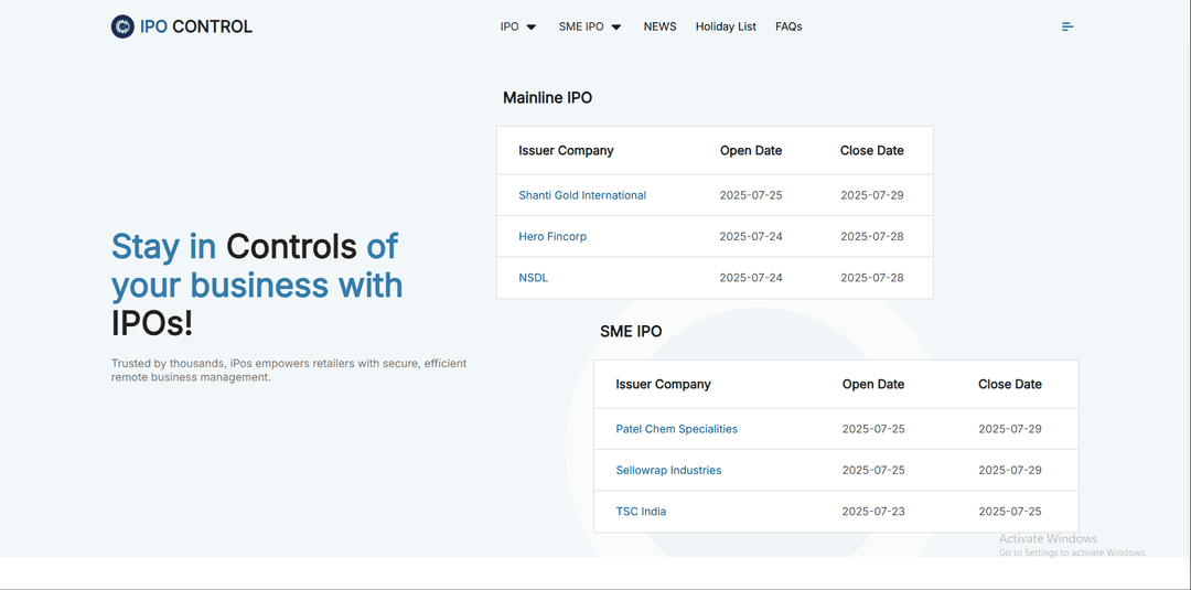 IPO Control